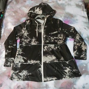 Black Tie Dye Zip HoodieJacket Boho Hippie NWT 1X